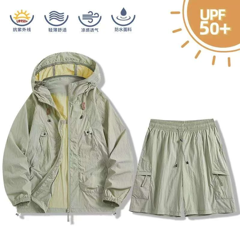 2025夏季UPF50+新款男女同款皮肤衣户外轻薄防晒衣连帽宽松外套装