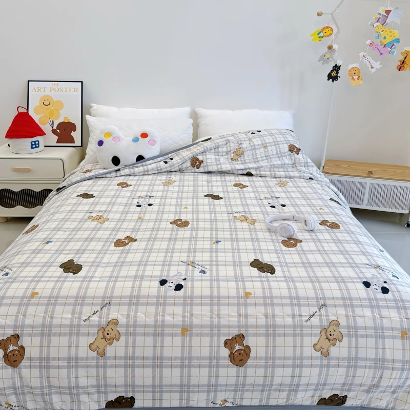 小清新卡通双面针织棉空调被子被芯夏季2025夏季轻奢针织棉夏凉被