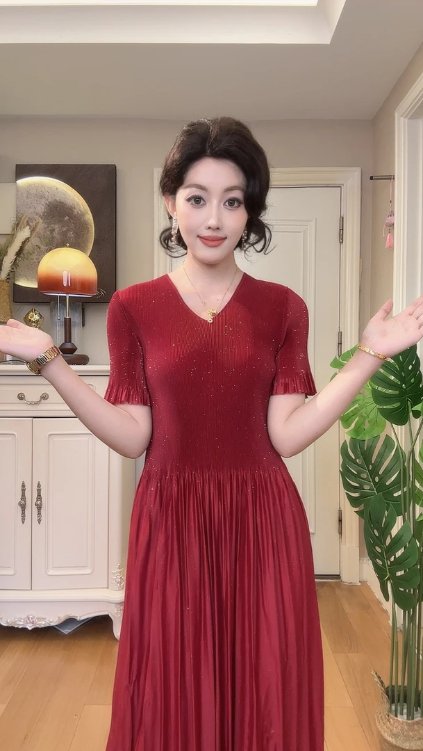 [040]三宅设计高弹力褶皱夏季薄款宽松连衣裙新款减龄女装裙子