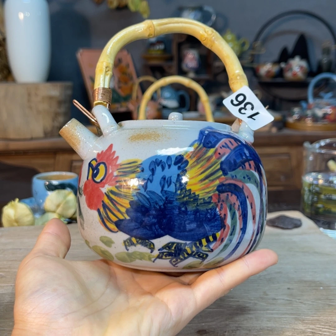 壶素浅陶瓷手工手绘