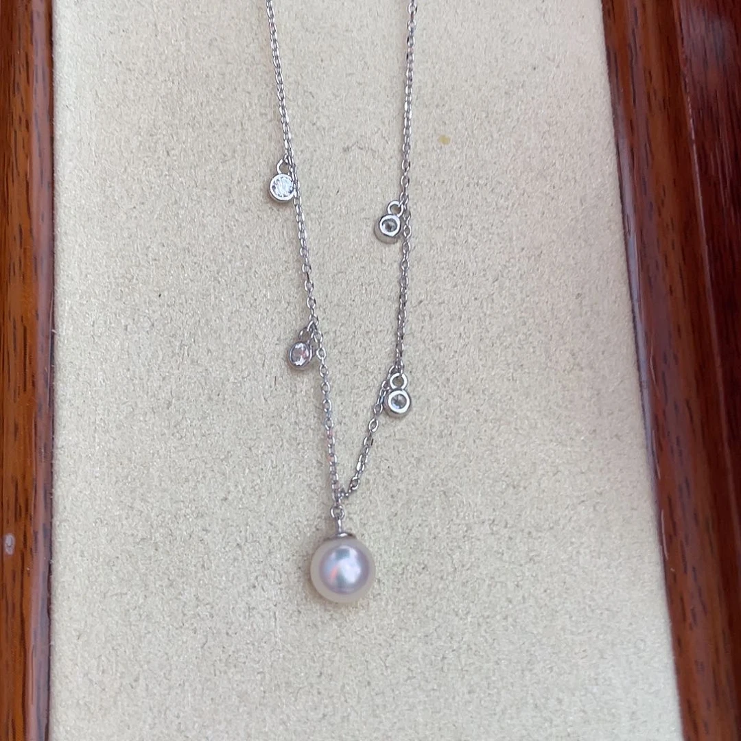 海水珍珠银S925镶嵌颈饰