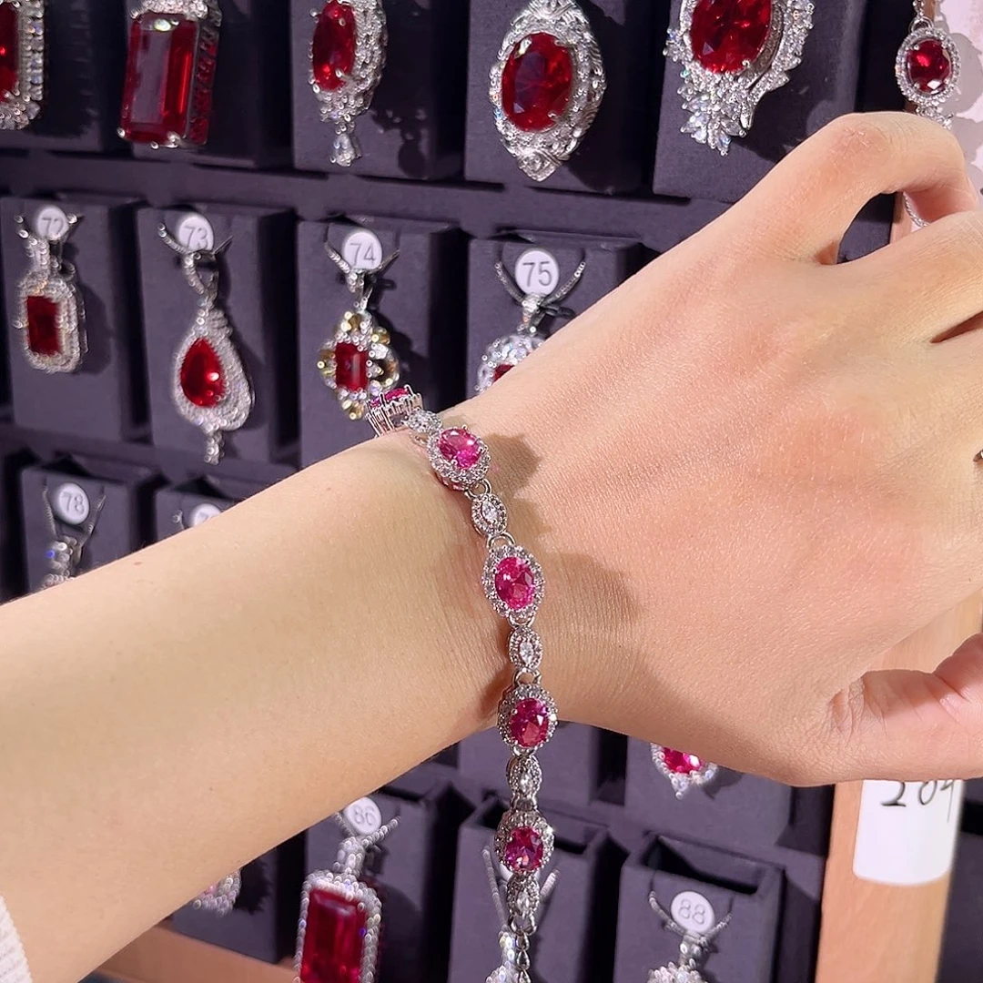 手链蓝宝石银S925镶嵌t z 98