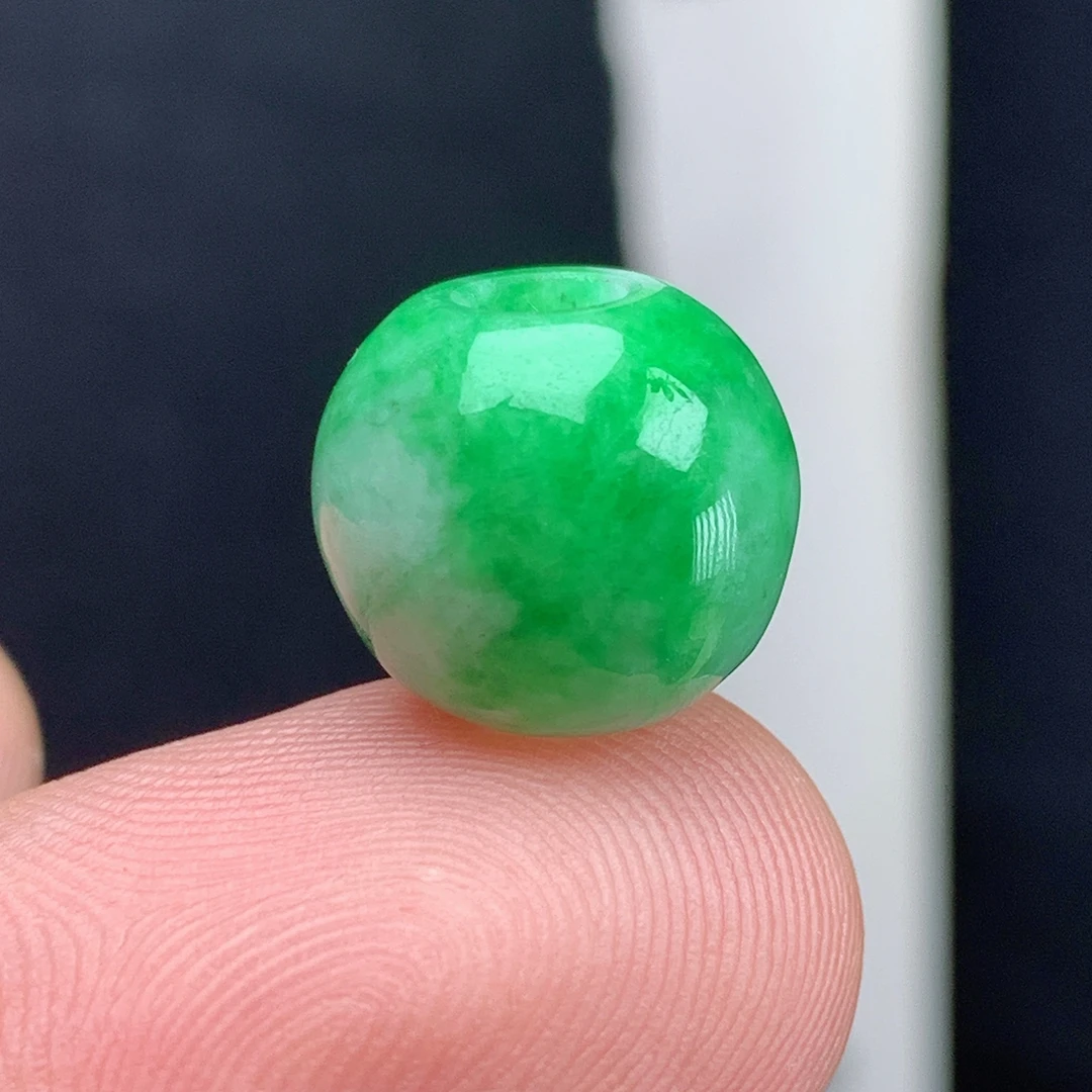 优惠纯缅甸天然A货翡翠绿色转运珠路路通吊坠手串隔珠卡宽13.7