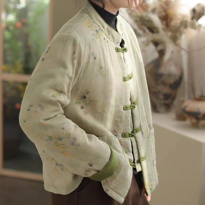 2025冬装新款中式文艺棉服国风复古盘扣开衫外套女12-31-01