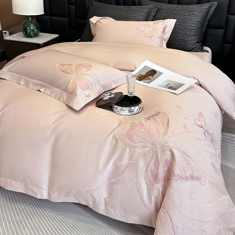 梦幻蝶舞-正宗50*50s全棉贡缎CR工艺轻奢床品四件套