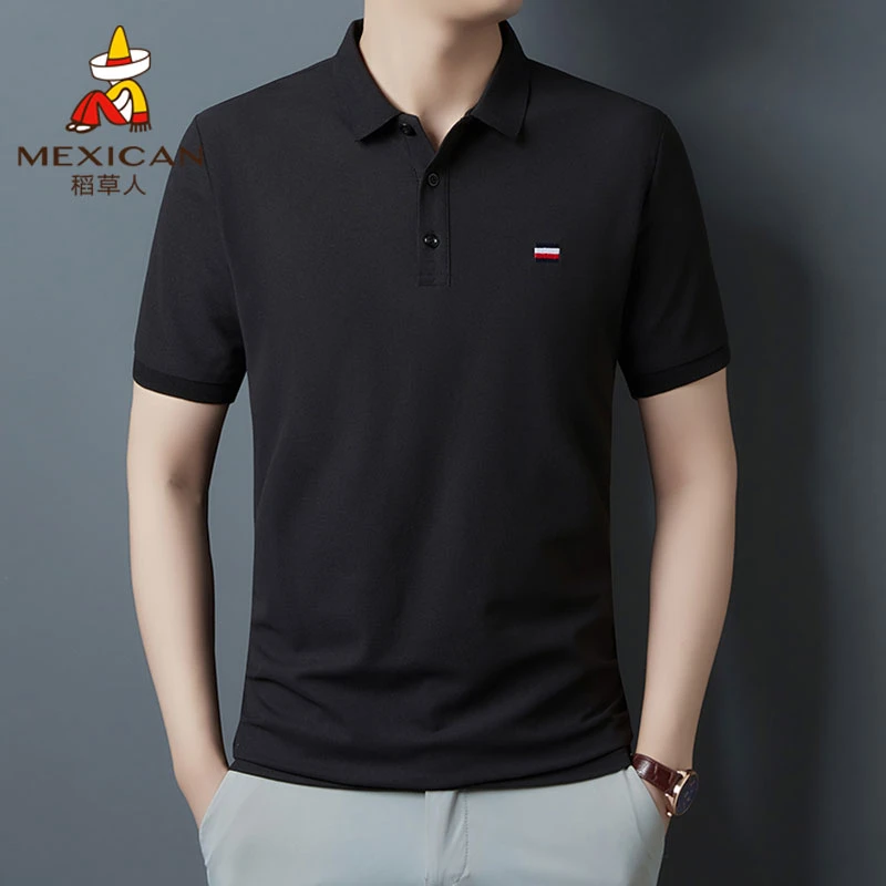 Mexican/稻草人夏季男士Polo衫宽松休闲商务T恤衫翻领半袖短袖