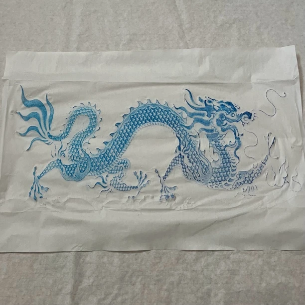 【拓石记】蓝拓汉画龙纯手工拓片拓印画挂画字画书法国画装饰画