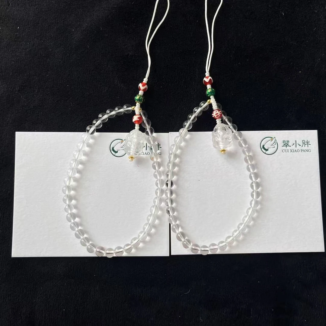 翠小胖三号店 貔貅白水晶手机挂 多样性发1