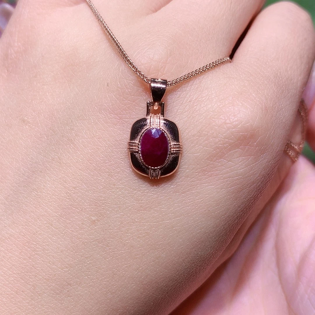 银S925镶嵌吊坠(赠链)红宝石