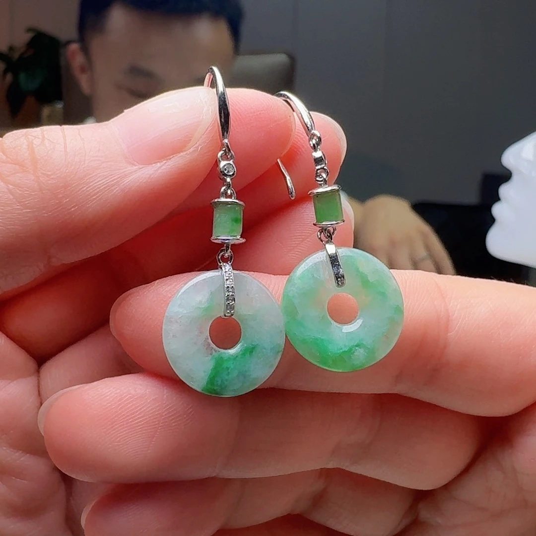 翡翠银S925镶嵌耳饰多样性发货其一
