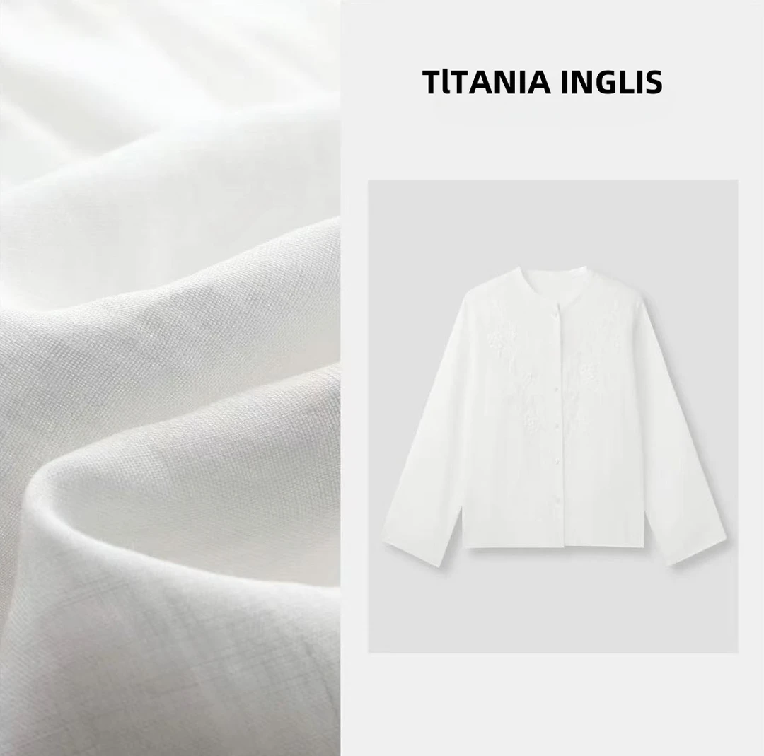 TlTANIA INGLIS 重工葡萄刺绣苎麻衬衫 4104