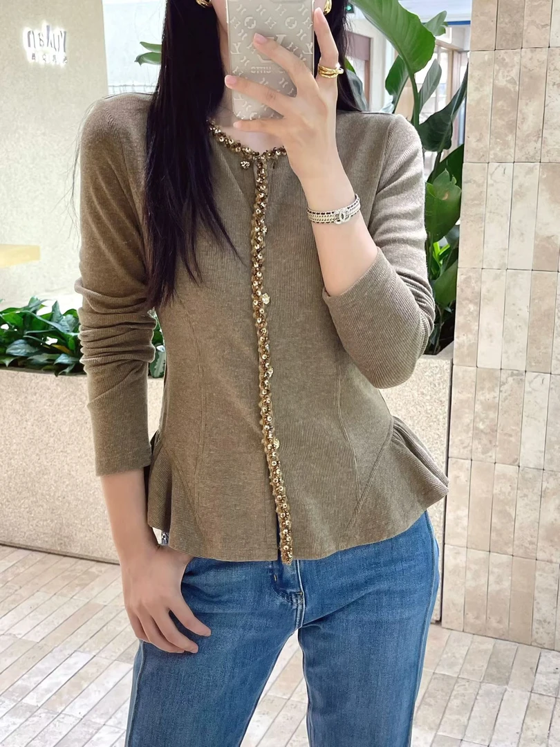 美娅MY 千金风针织长袖开衫秋