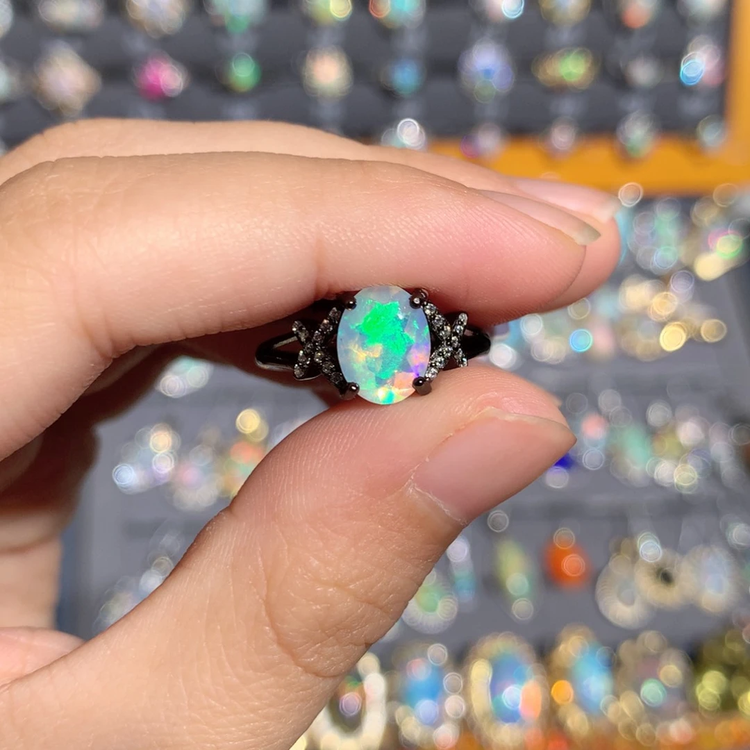 银S925镶嵌欧泊欧泊戒指y