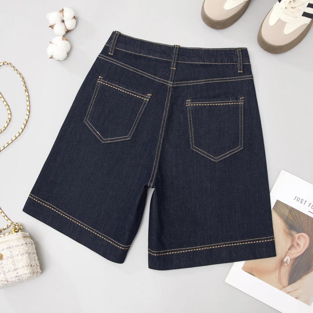 薄款【顺丰+运费险】工艺绣线夏季显瘦大码A字版型高腰直筒短裤女