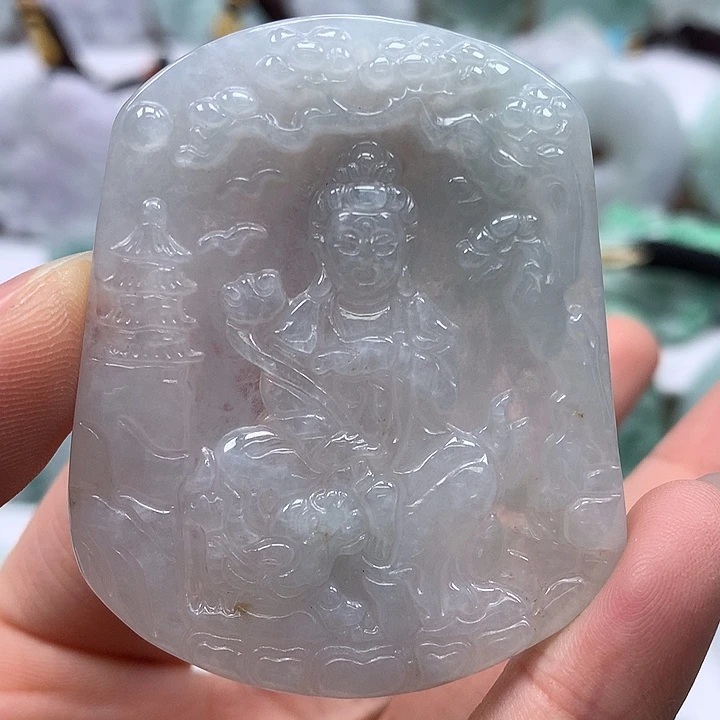 翡翠未镶嵌颈饰文殊菩萨福利