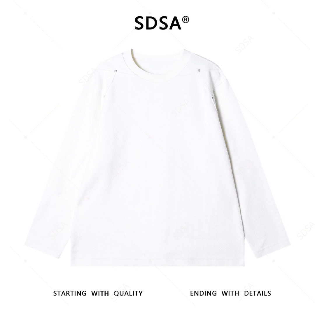 SDSA男士秋冬新款痞帅男装韩版简约纯色铆钉圆领卫衣时尚宽松上衣