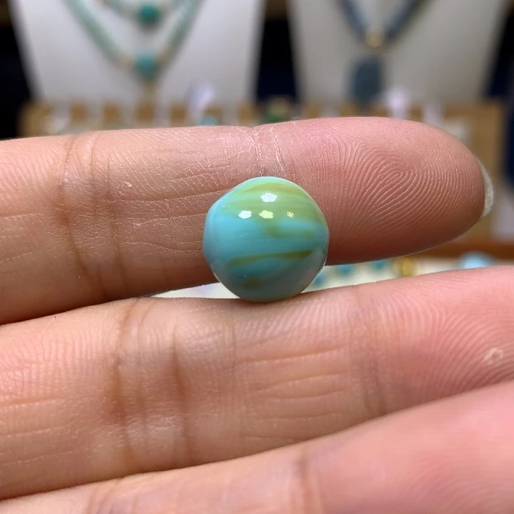 绿松石未镶嵌水波纹糖豆