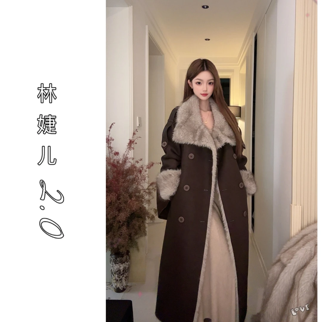 2025新款 外套中长款女士极简风毛领女款冬季 28181