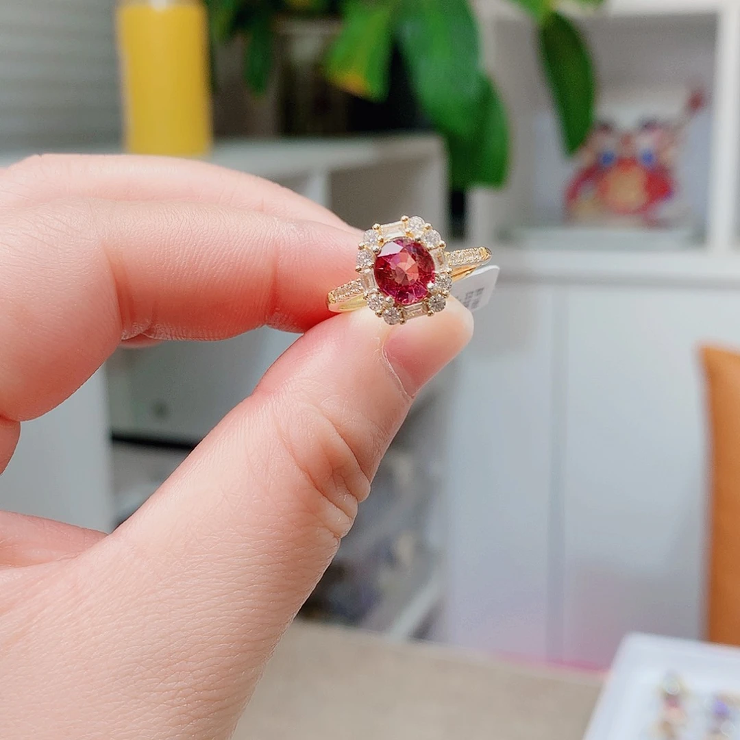 银S925镶嵌戒指碧玺