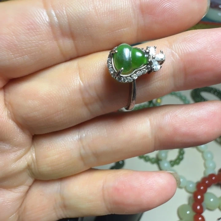 银S925镶嵌戒指翡翠戒指