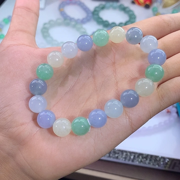 翡翠未镶嵌手链多宝手串