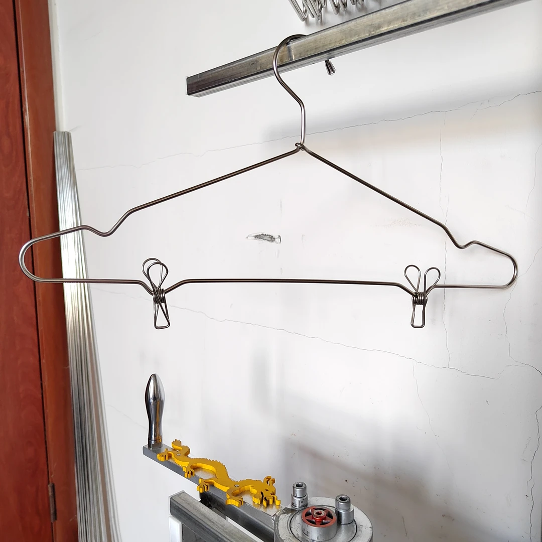 手工制作夹子款304不锈钢衣架加长加粗4mm直径晾衣老式挂衣钩晒衣