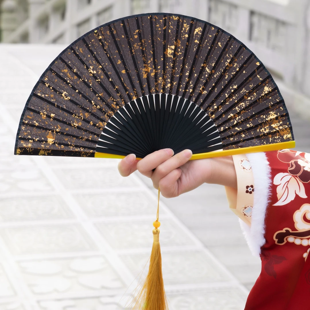 中国风扇子6寸洒金银女式古风日式日本和风夏季随身烫金折扇古典