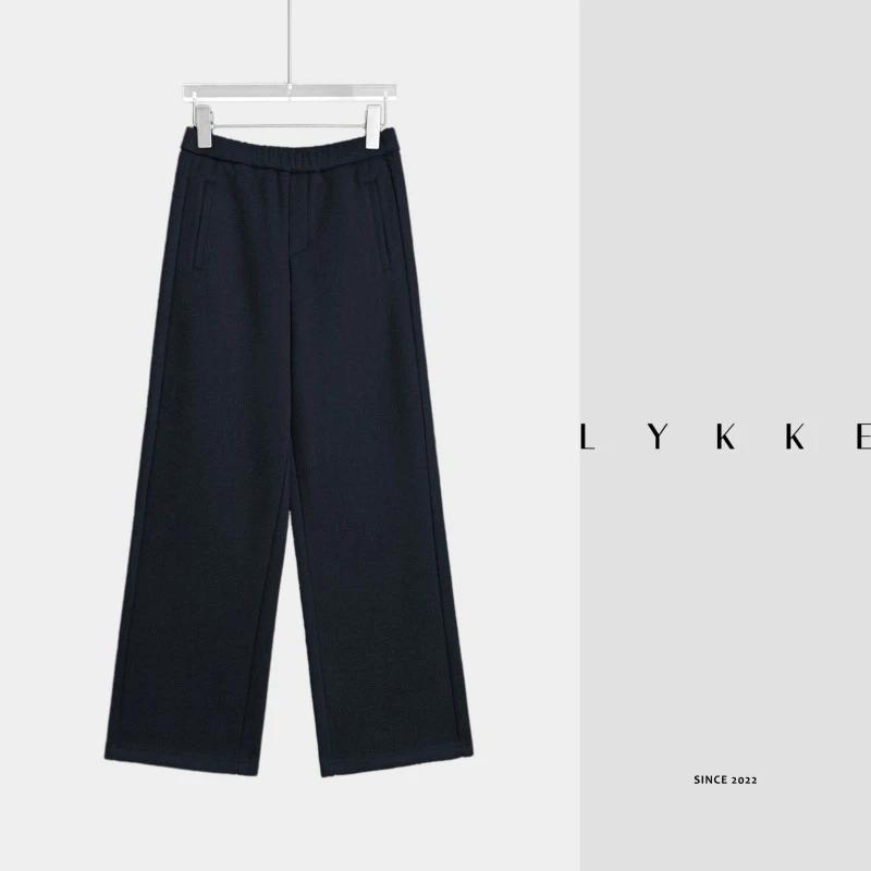 LYKKE 新款细腻柔肤感加绒松紧腰显瘦窄版直筒裤-25362-1