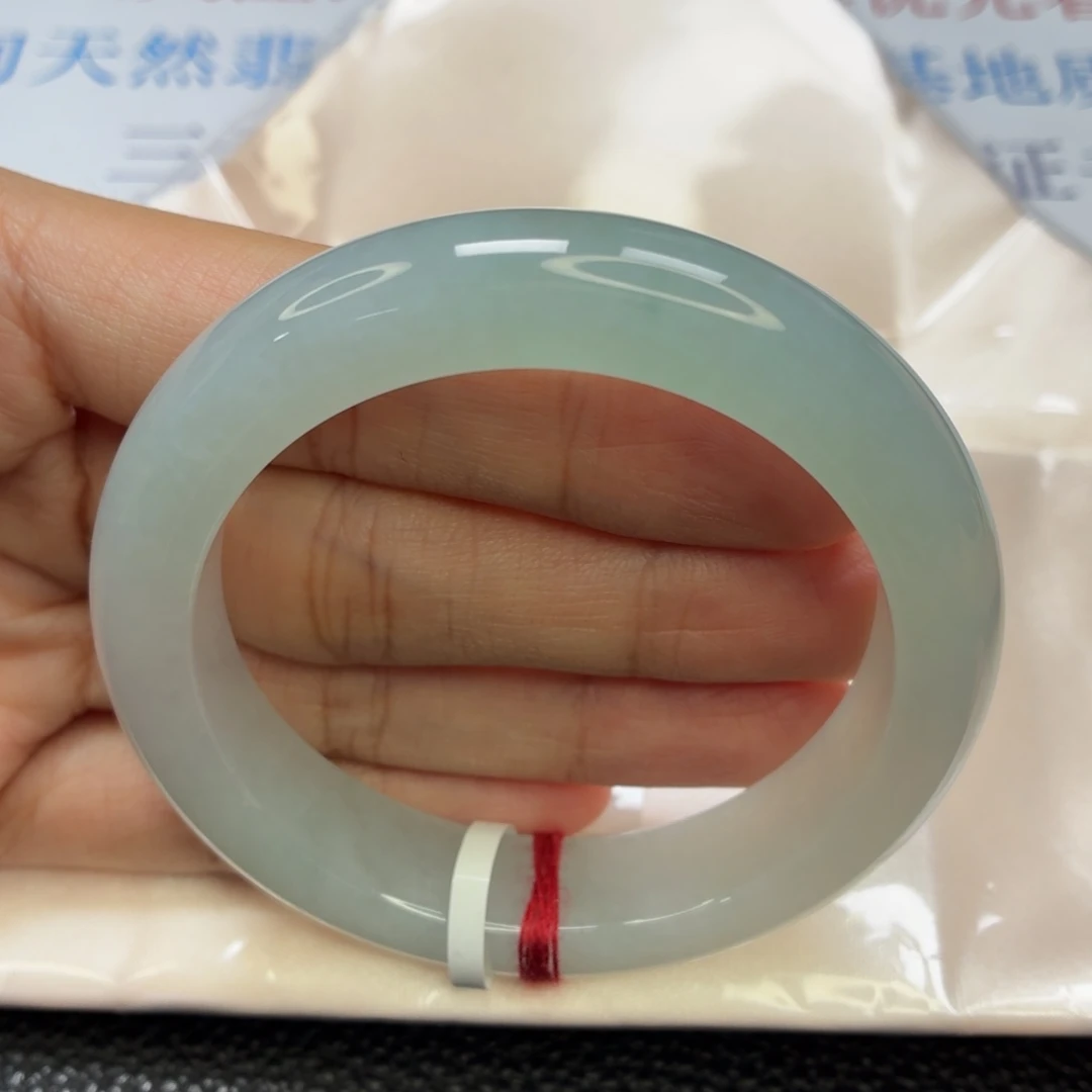翡翠未镶嵌手镯老坑53圈冰胶冰川蓝025