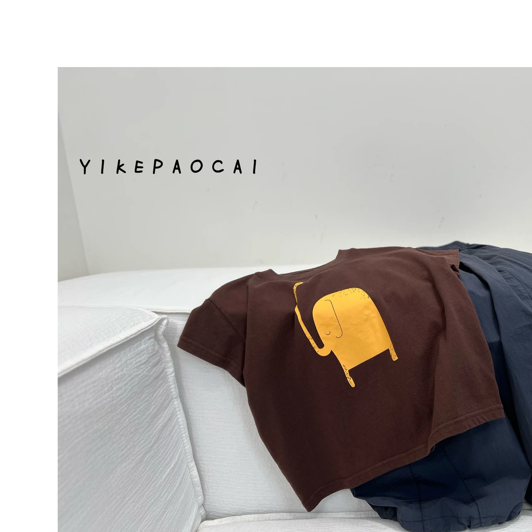 一颗泡菜「童装」9951《夏》黄色小象棉T