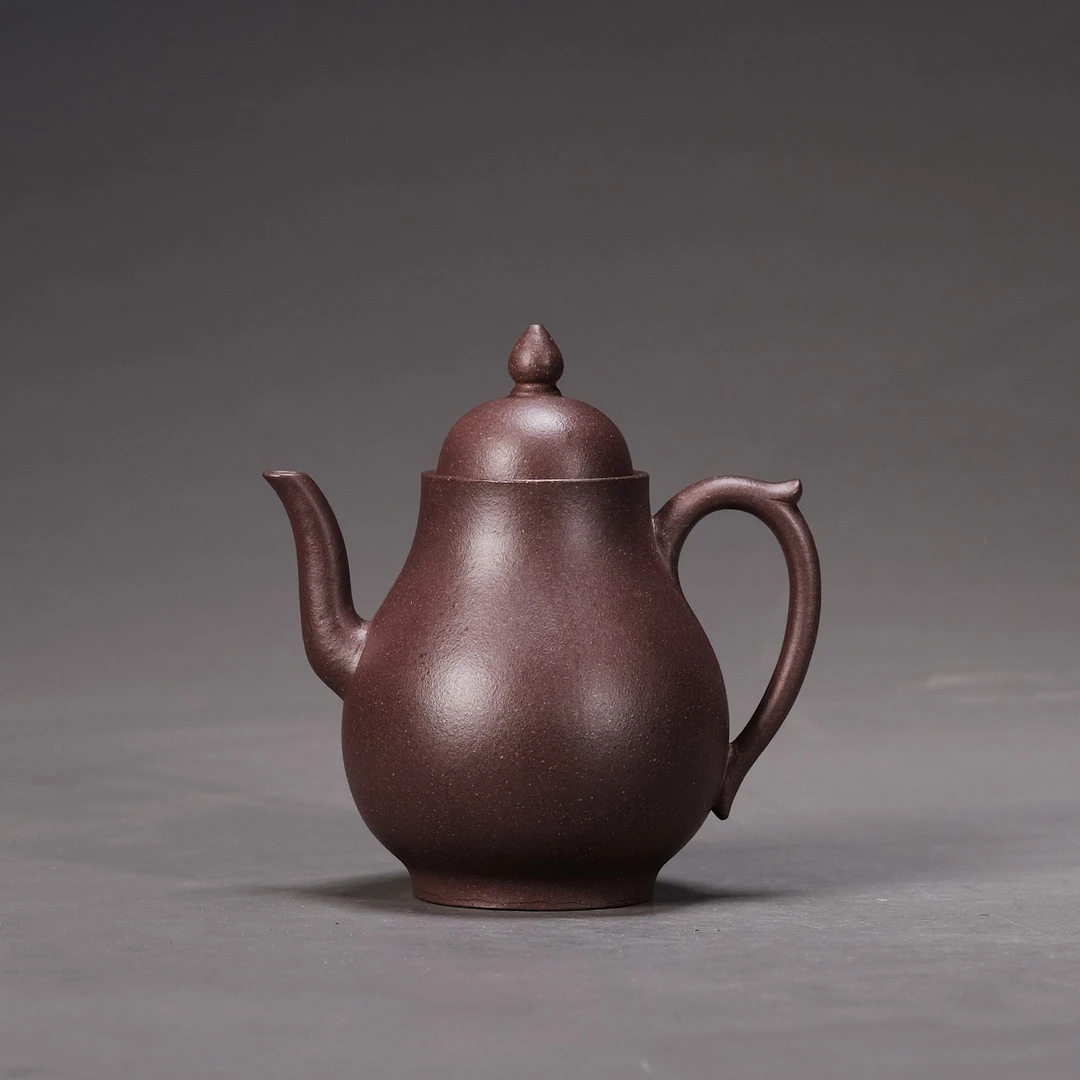 【宜子孙】飞把高灯圆壶水平壶泡茶壶泥壶梨形茶具.紫泥.容量150cc