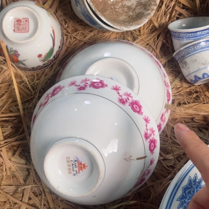 瓷片景德镇陶瓷小红花8个