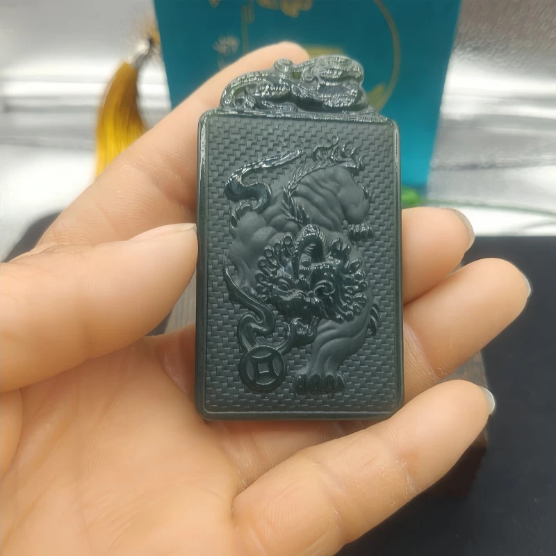 天然新款和田玉青玉生肖蛇吊坠男女款双面雕刻招财貔貅玉石玉挂件