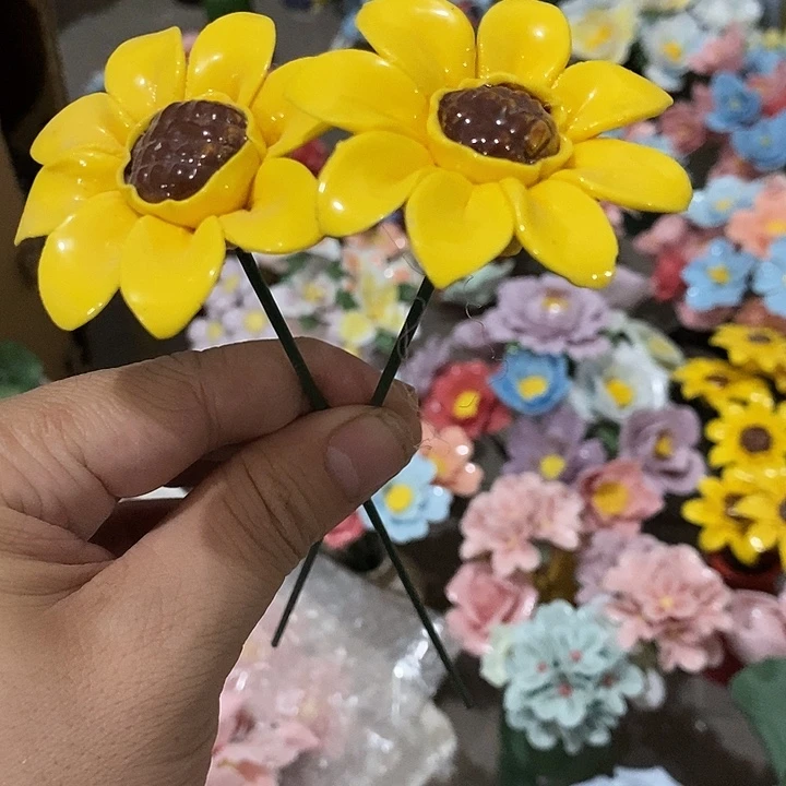 瓷片纯手工陶瓷花摆件瑕