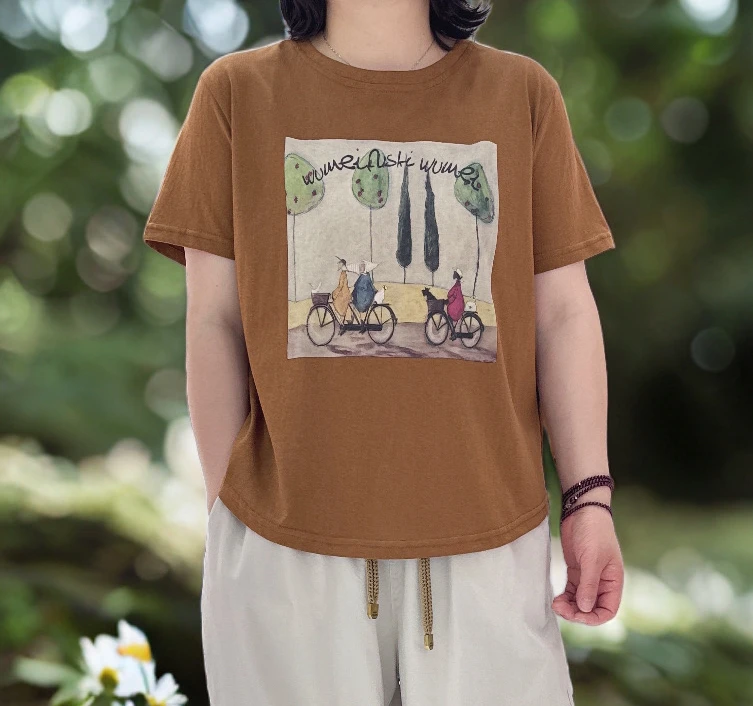 冰感雪花棉T恤、713-5骑车浪漫印花+显瘦狐边，