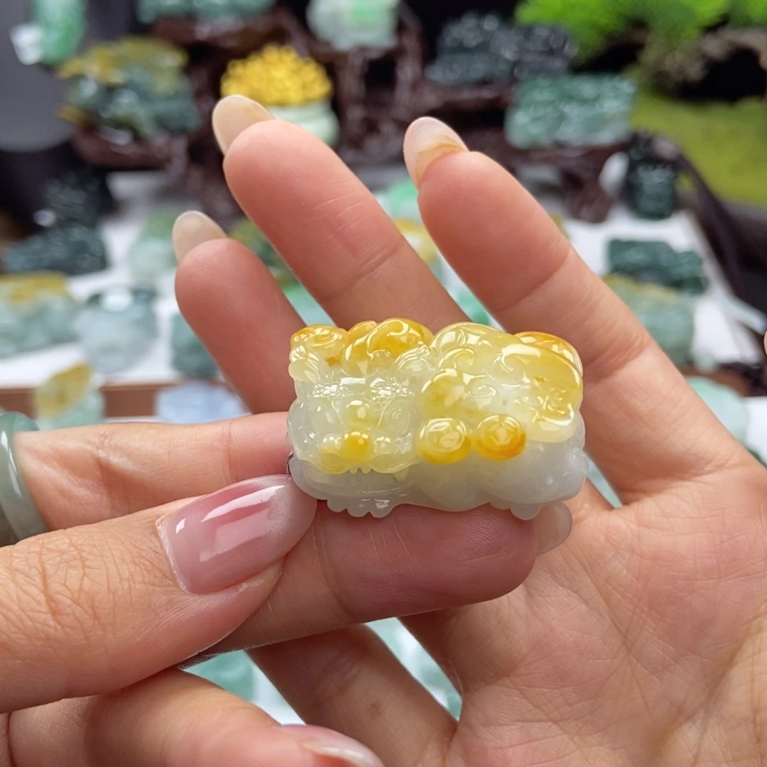 颈饰未镶嵌翡翠A23 黄金甲含珠貔貅