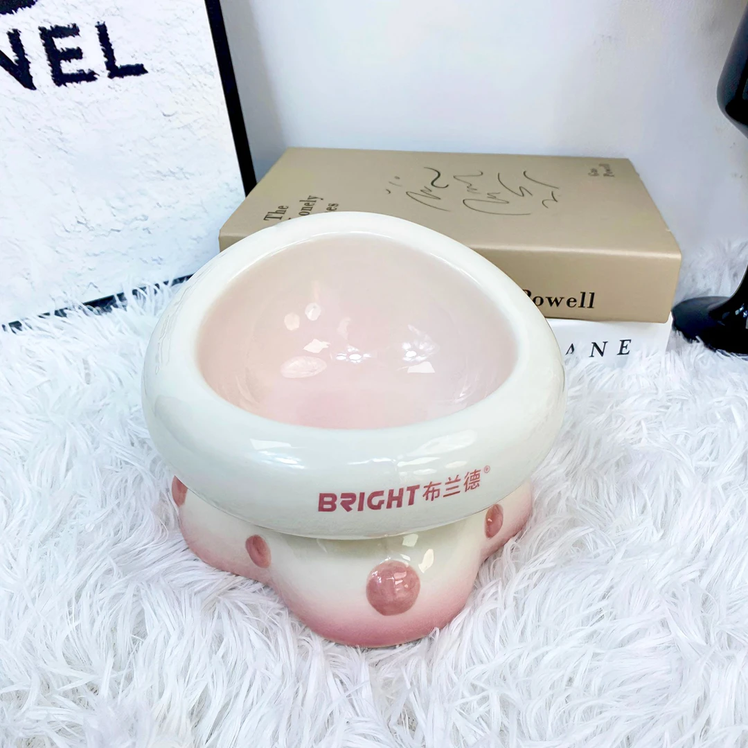 韩式HOC陶瓷高脚护颈加厚宠物碗猫碗狗碗斜口保护颈椎防猫粮盆