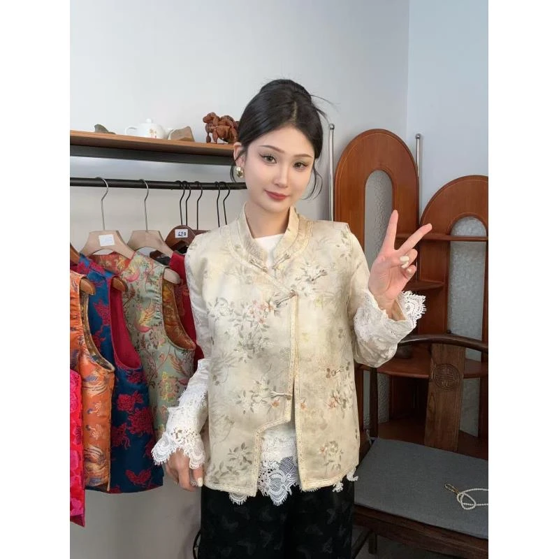 CHUNTIAN【椿几许】新中式国风人丝提花刺绣马甲