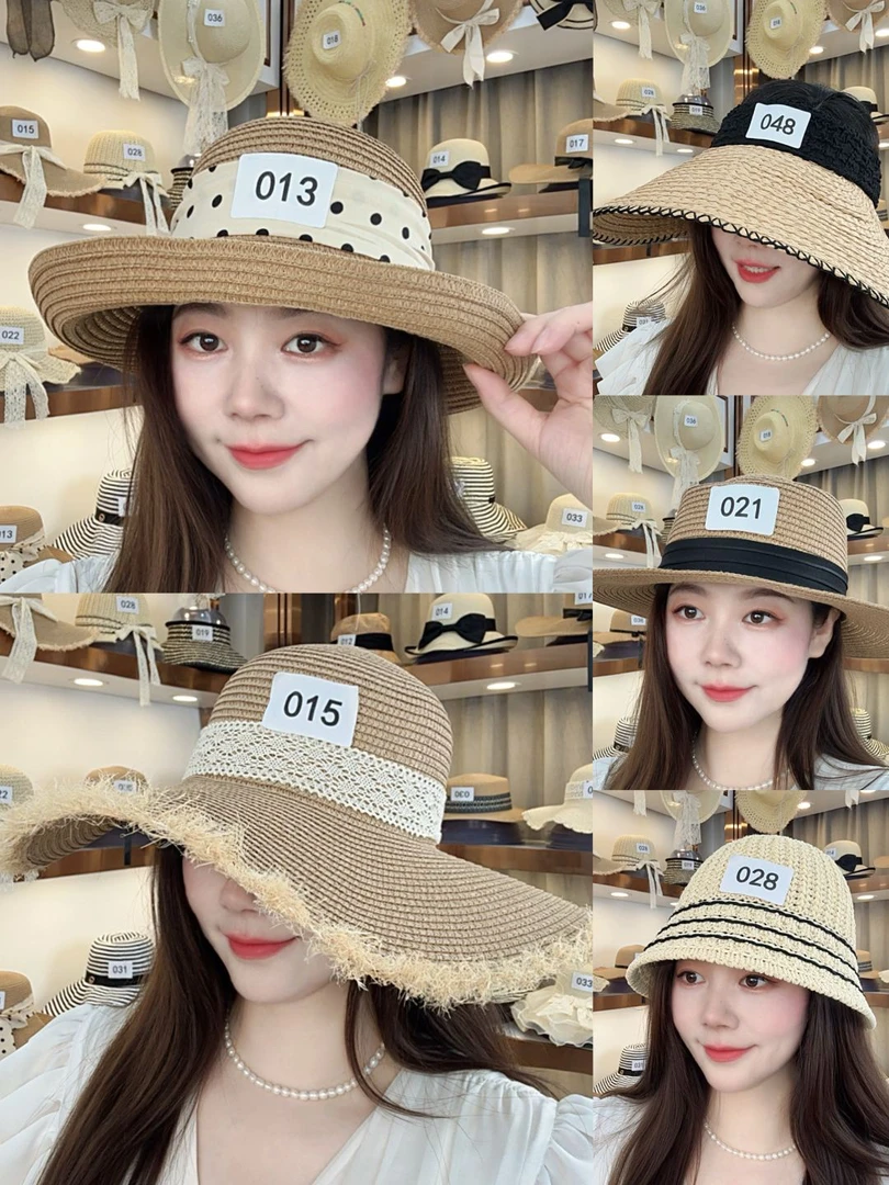 空顶草帽拉菲新款沙滩度假出游海边帽子防晒遮阳太阳帽夏季帽檐