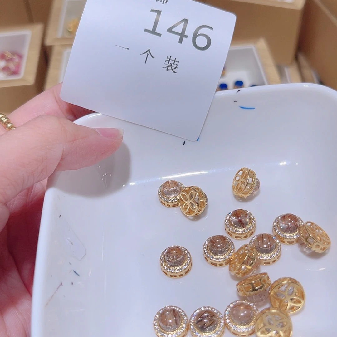 银S925镀金镶嵌珠宝半成品水晶146 。