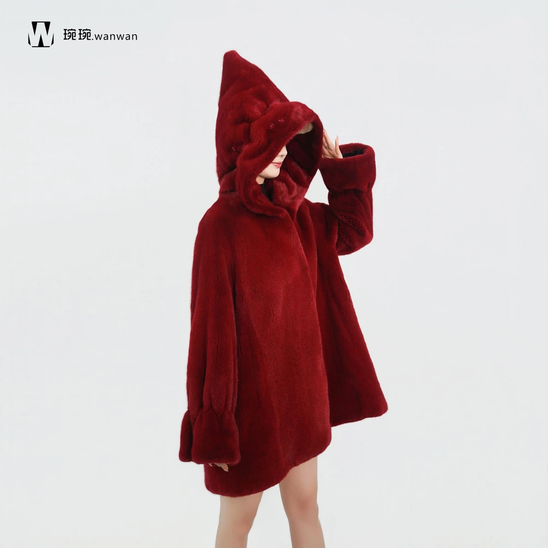 三髦【琬琬.wanwan】“巫师帽”设计师进口水貂皮草外套