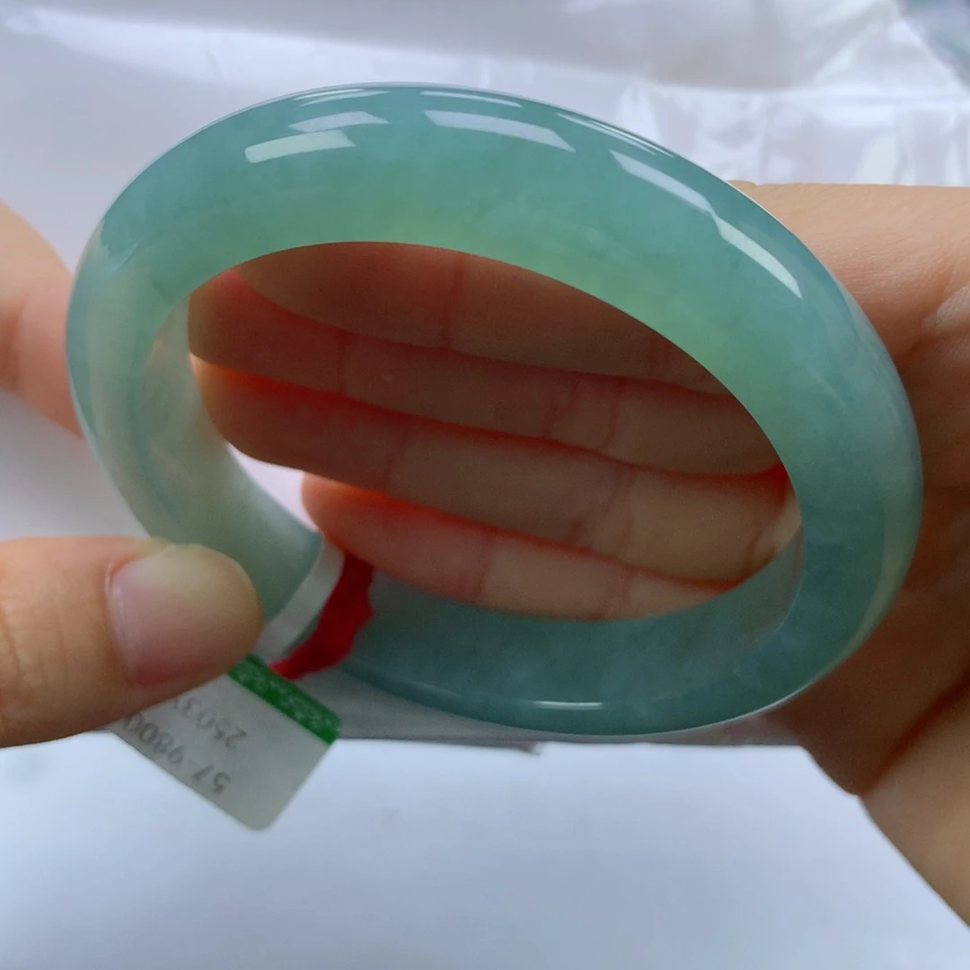 翡翠手镯未镶嵌缅甸天然翡翠A货57.7正