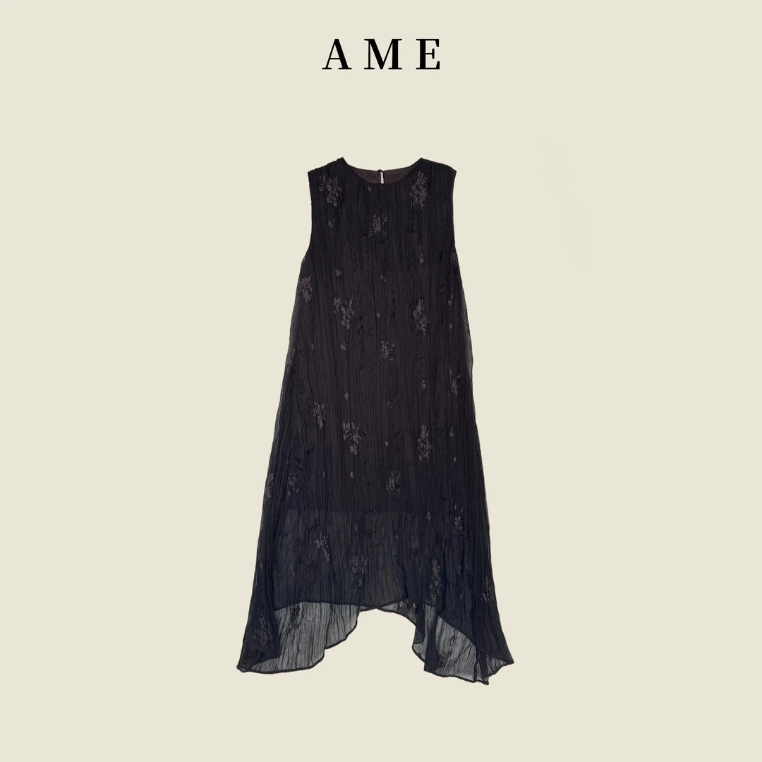 AME 浣溪沙 宋式静物美学永生花解构无袖连衣裙ZE03LZHJ686