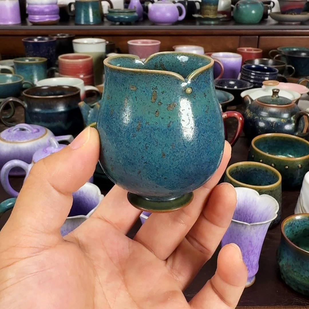 花口高足杯铜绿釉