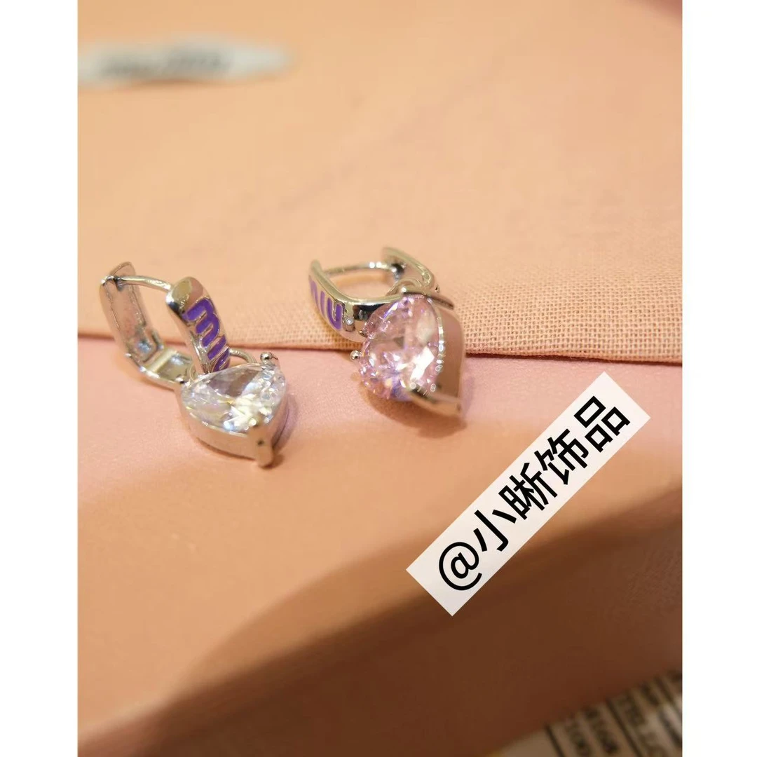 铜合金锆石耳饰 小众设计爱心百搭耳饰46749