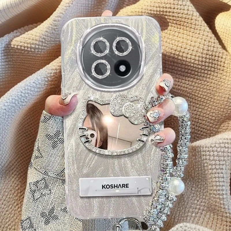 自带镜头膜OPPOA5 5G手机壳镶钻kt猫镜子PKQ110全包防摔A5软壳羽