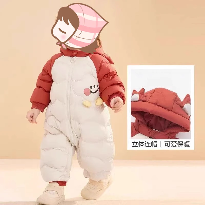 宝宝秋冬季加厚婴儿连体羽绒服男童女童爬服2024新款哈衣保暖洋气