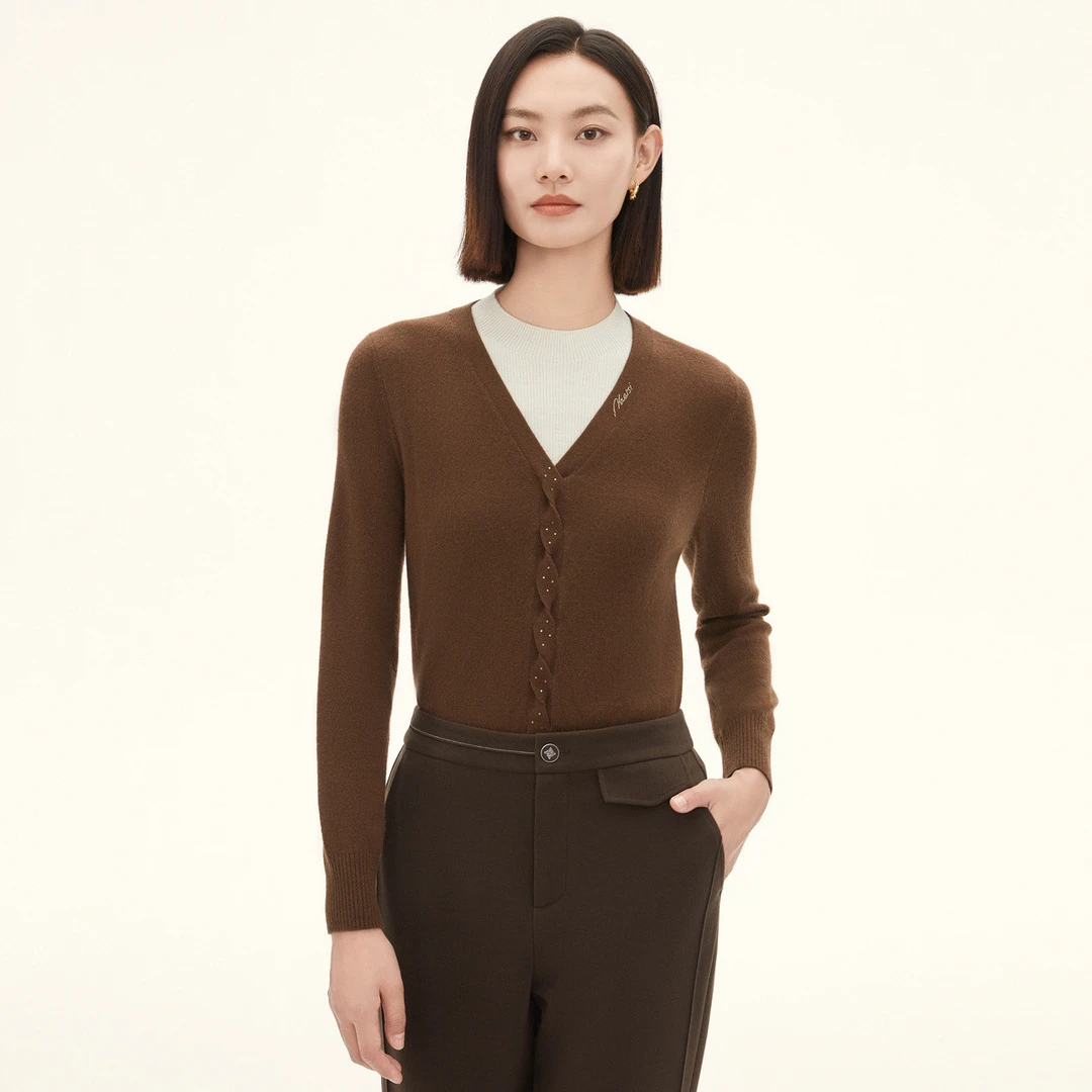 【众心专享价】【羊毛羊绒】时尚简约拼色针织衫女2025冬季新款