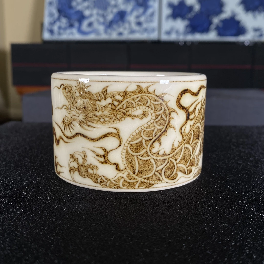 元经秘旨釉里金二号釉1351龙纹扳指杯景德镇手工纯手绘茶具主杯