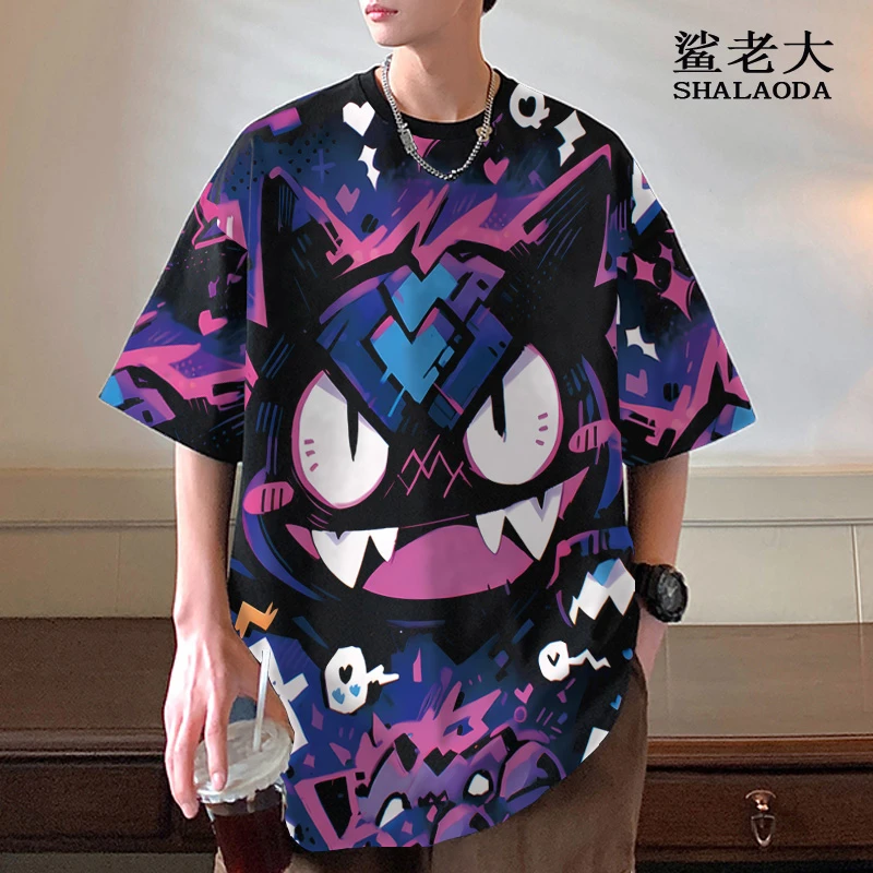 卡通印花短袖T恤男宽松大码上衣动漫周边半袖薄款潮流学生体恤衫